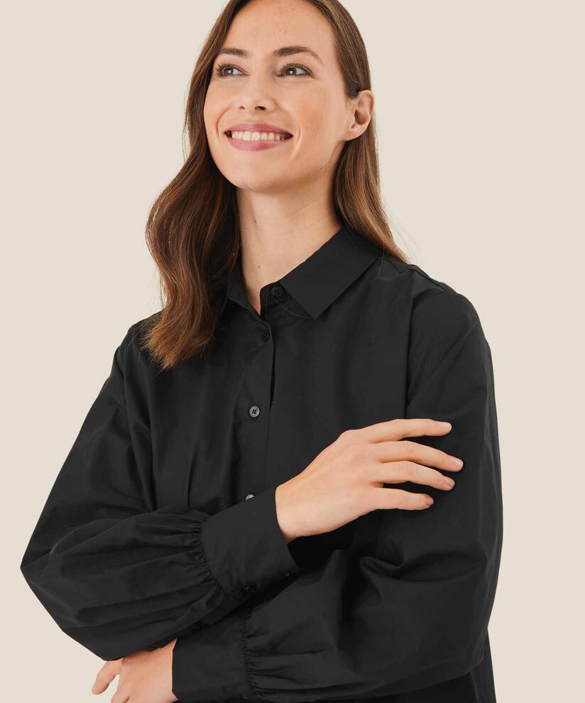 Button-Down-Hemdbluse aus Baumwolle, Black