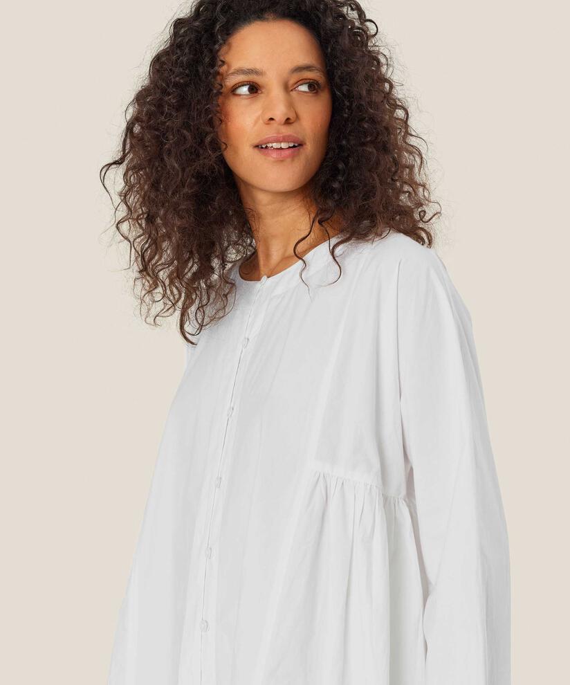 Baumwollhemd mit Falten an den Seiten, White