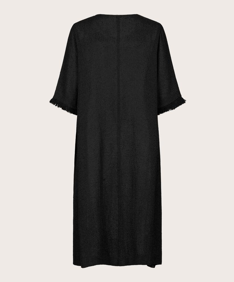 Bouclé-Kleid mit Fransen an den Ärmeln, Black