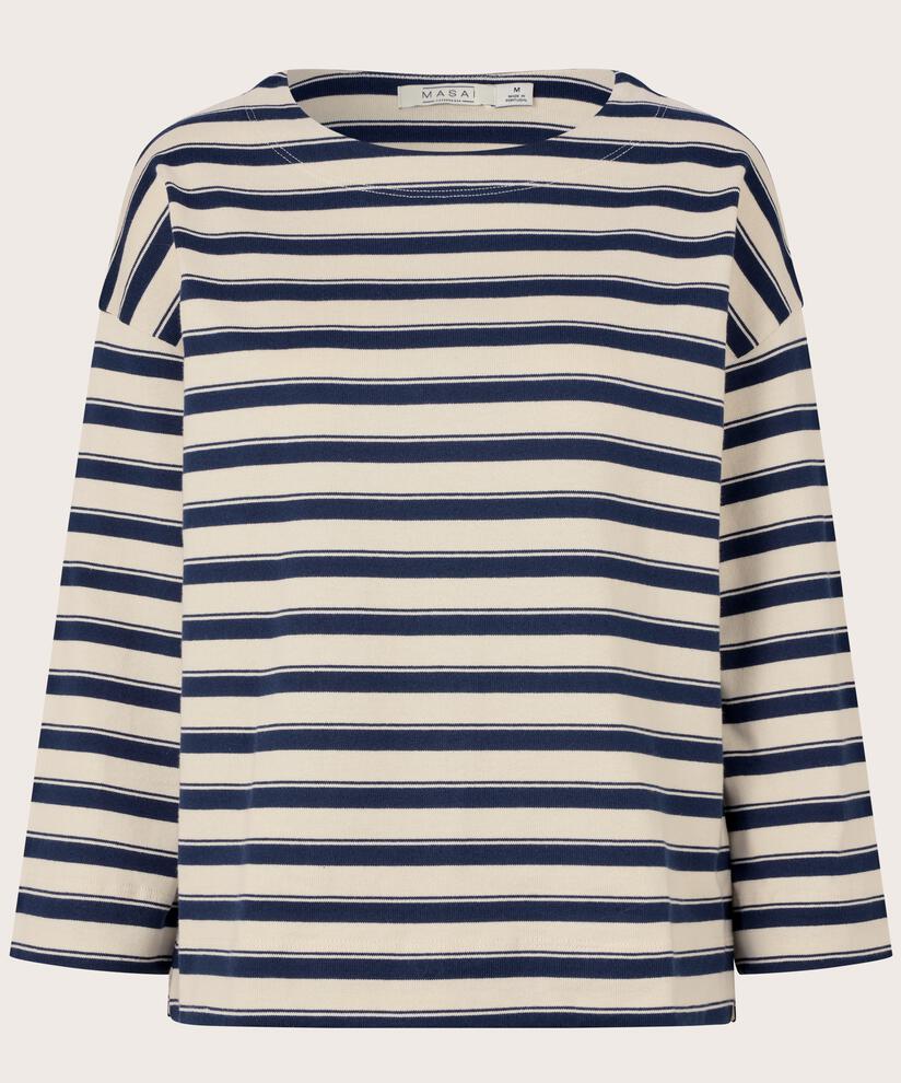 Gestreiftes Jersey-top Mit Rundhalsausschnitt, Navy Blazer
