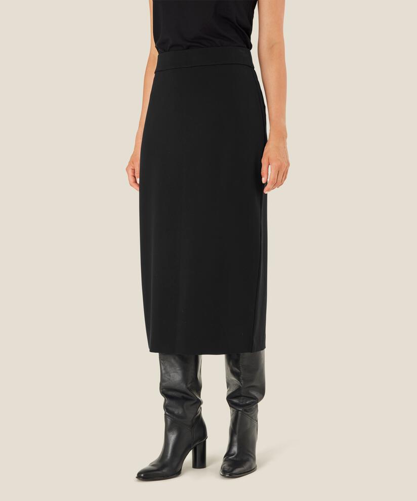 Bleistiftrock aus Jersey mit Schlitz hinten, Black