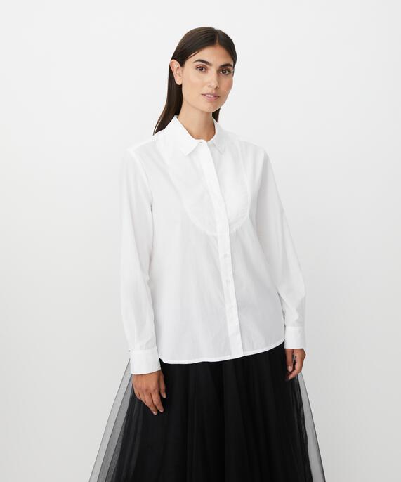klassisches Baumwollhemd mit Manschetten, White