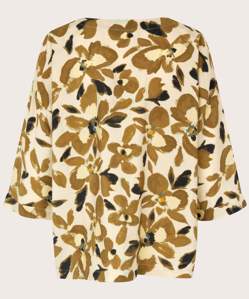 Bluse aus Viskosemix mit 3/4-Ärmeln, Dull Gold