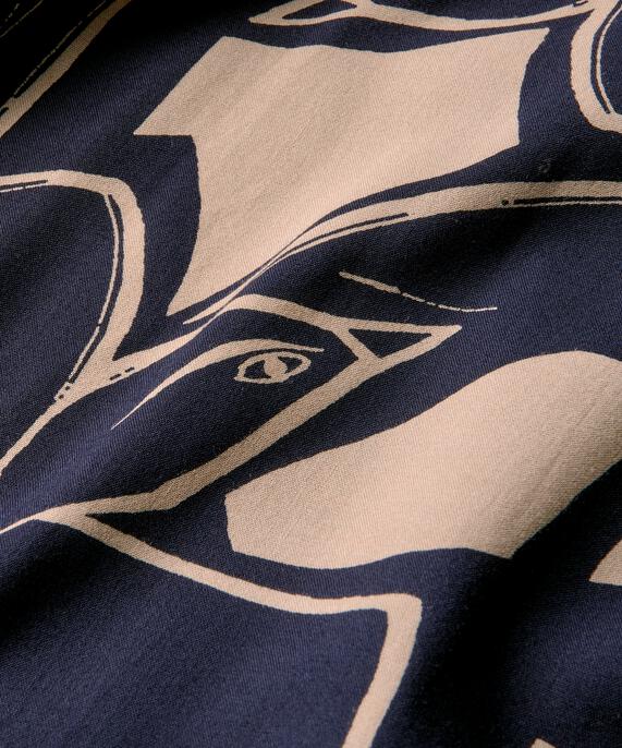 Viskosekleid mit V-Ausschnitt und 3/4-Ärmeln, Navy Blazer