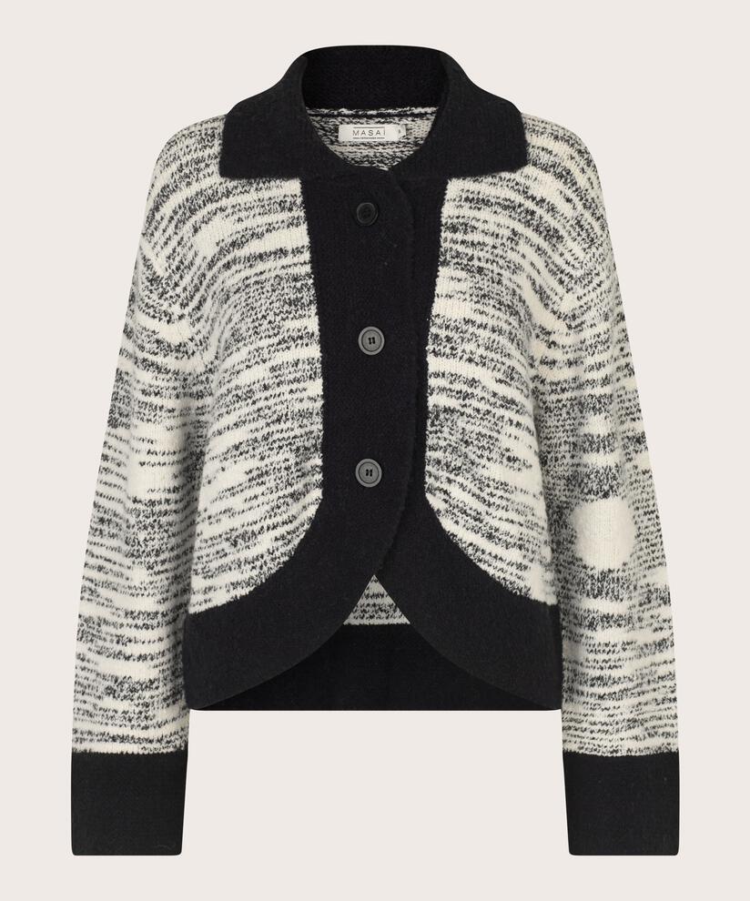 Melange-Cardigan mit kontrastierenden Kanten, Black