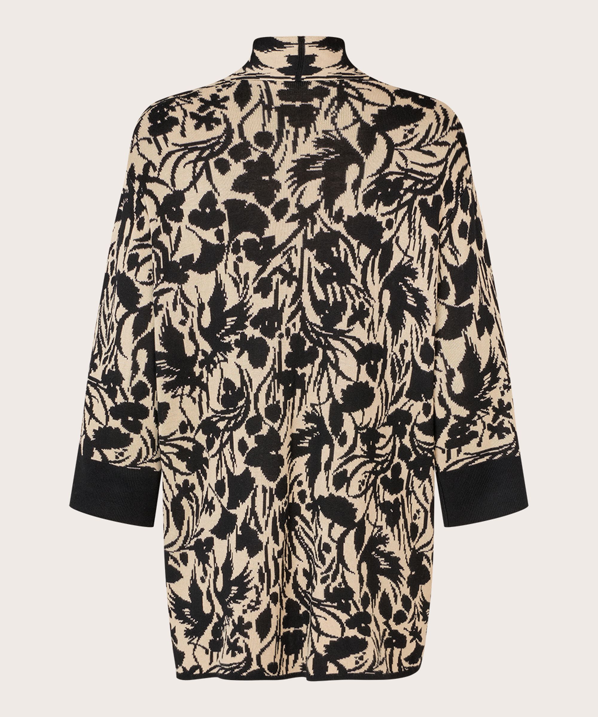 Offener Cardigan mit Strickmuster und kontrastierendem Rand, Black