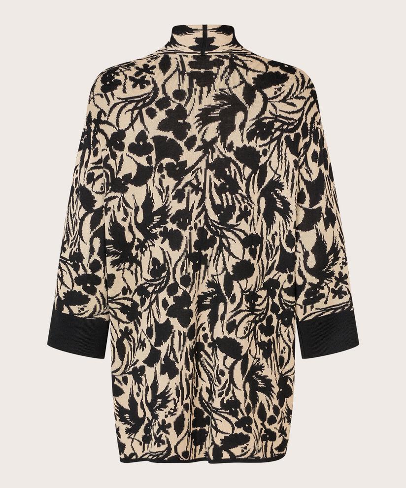 Offener Cardigan mit Strickmuster und kontrastierendem Rand, Black