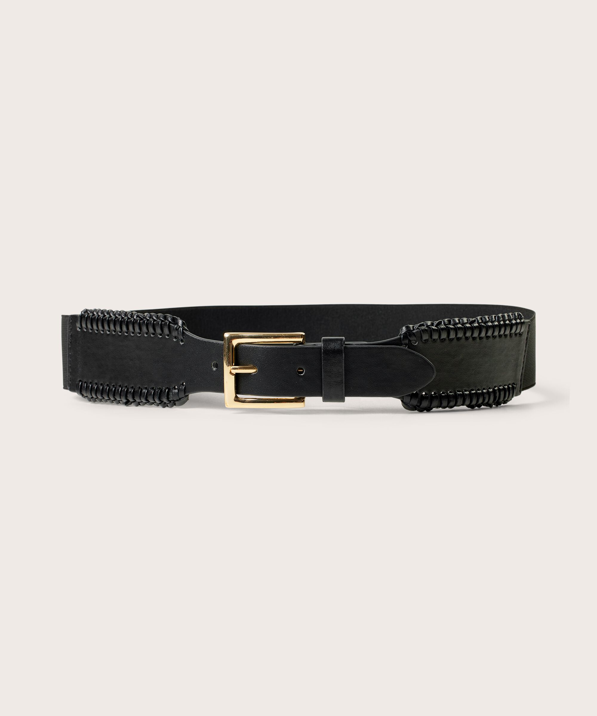 elastischer Gürtel mit goldener Schnalle, Black