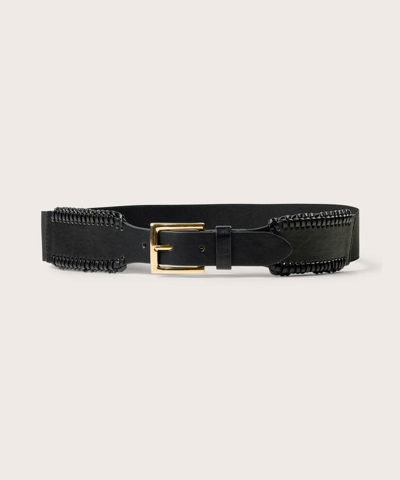 elastischer Gürtel mit goldener Schnalle, Black