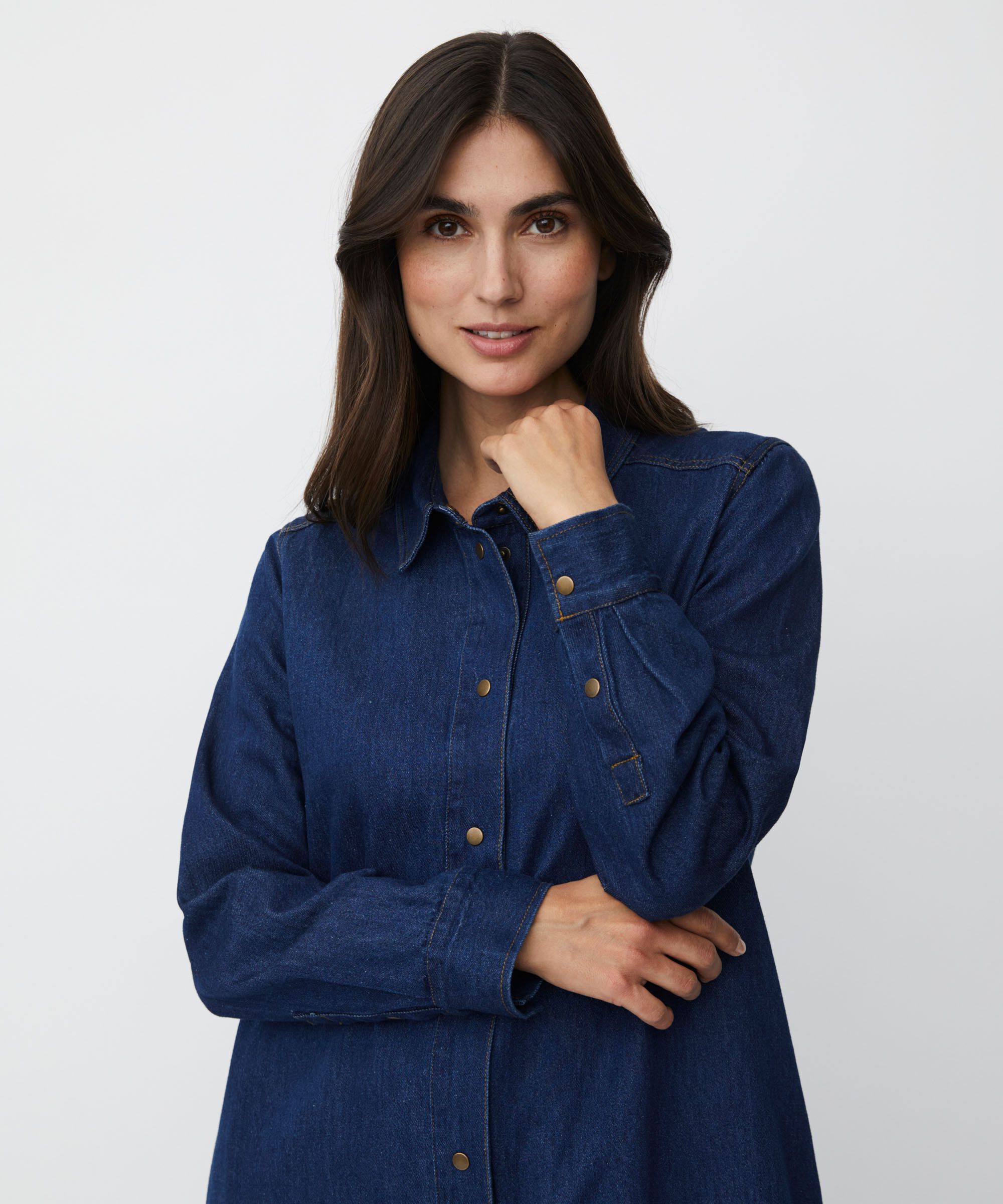weiches Jeanshemd mit Eingrifftaschen, Dark Denim
