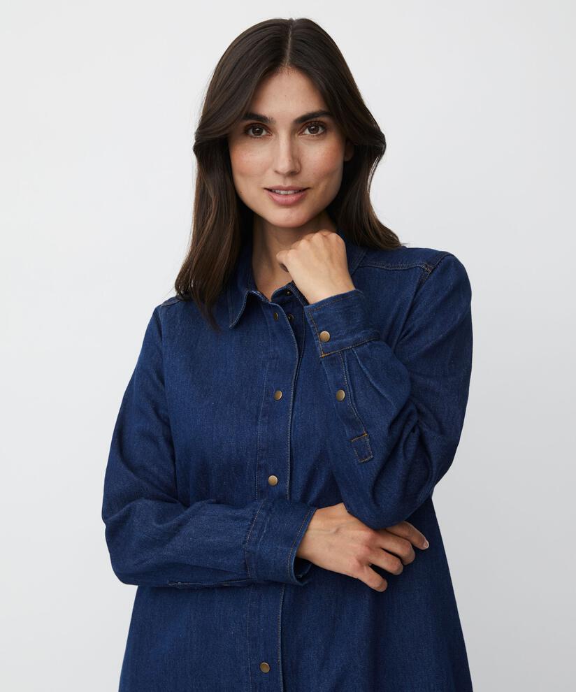 weiches Jeanshemd mit Eingrifftaschen, Dark Denim
