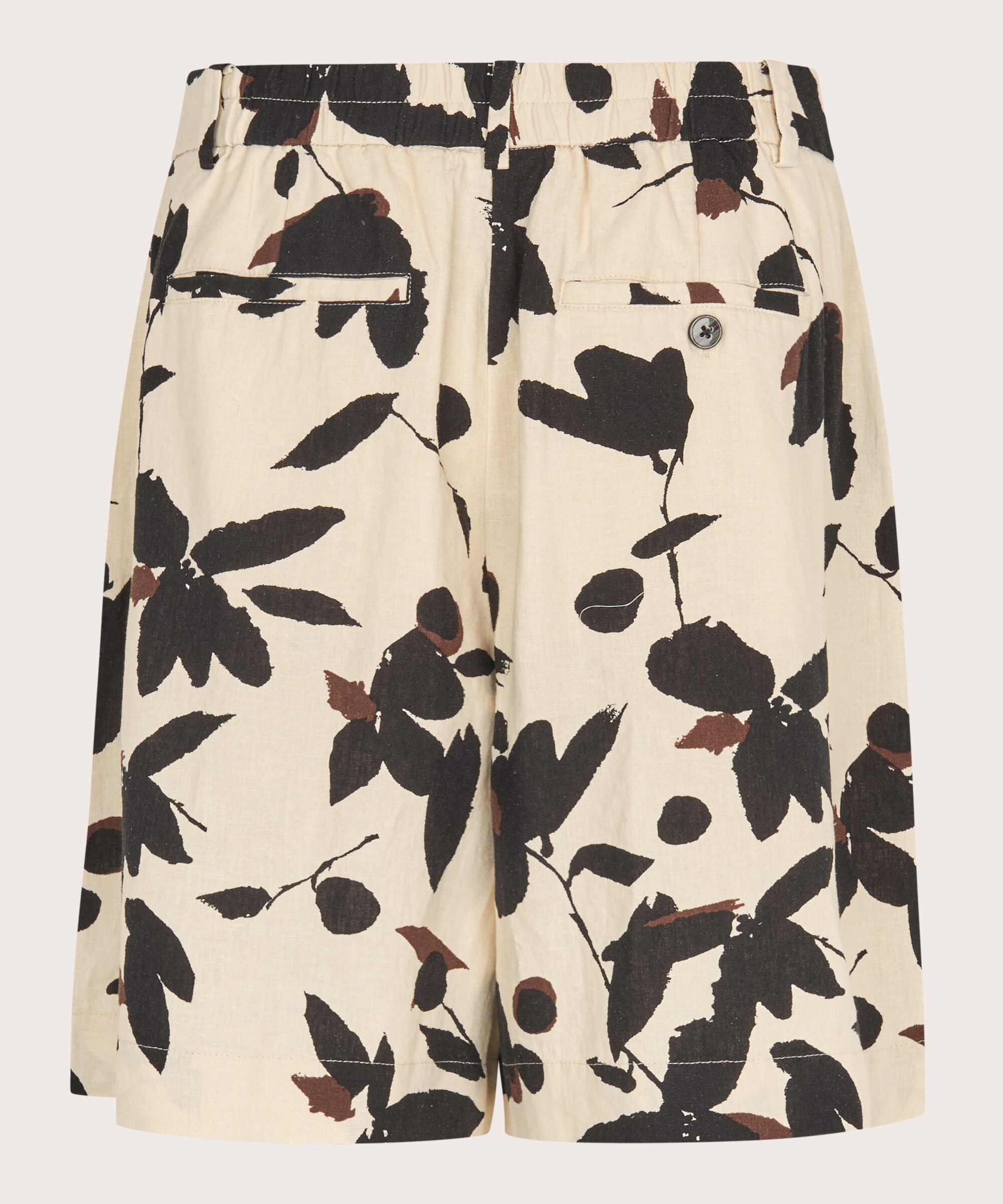 Shorts aus Leinenmischung mit Gummizug auf der Rückseite, Chestnut