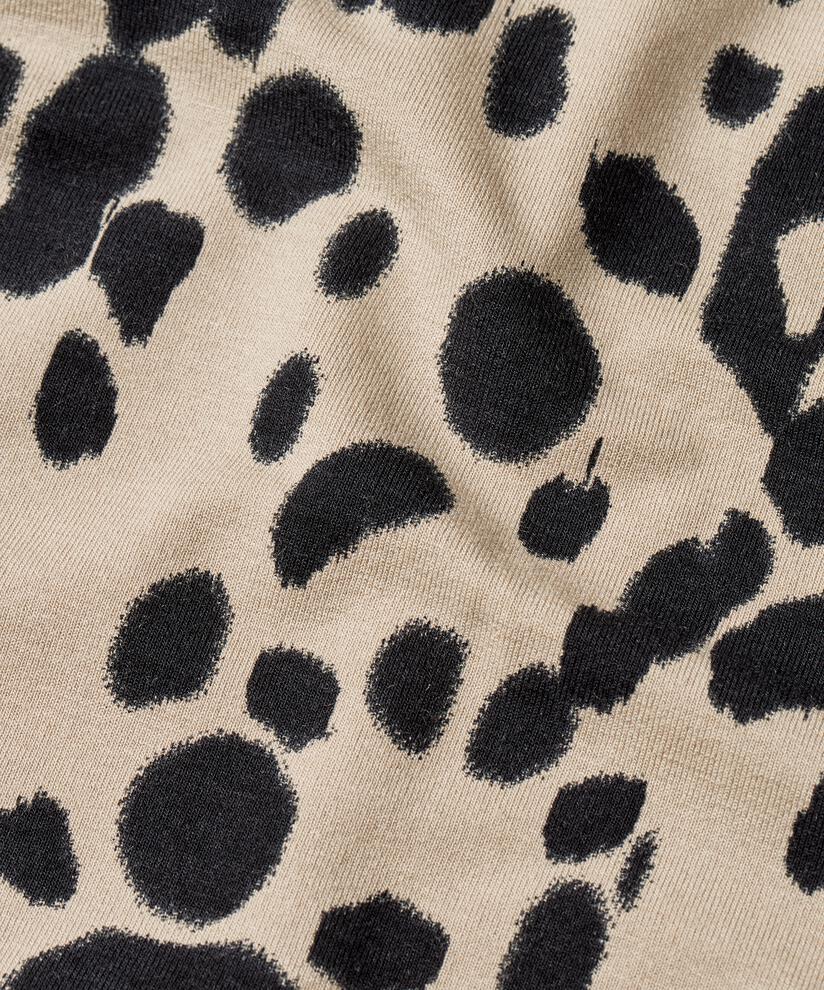 bedrucktes Jerseykleid mit langen Ärmeln, Oxford Tan