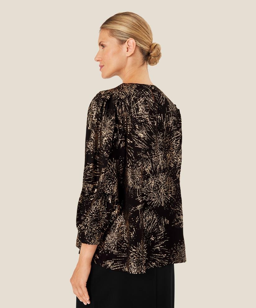 Viskosebluse Mit Rundhalsausschnitt, Black