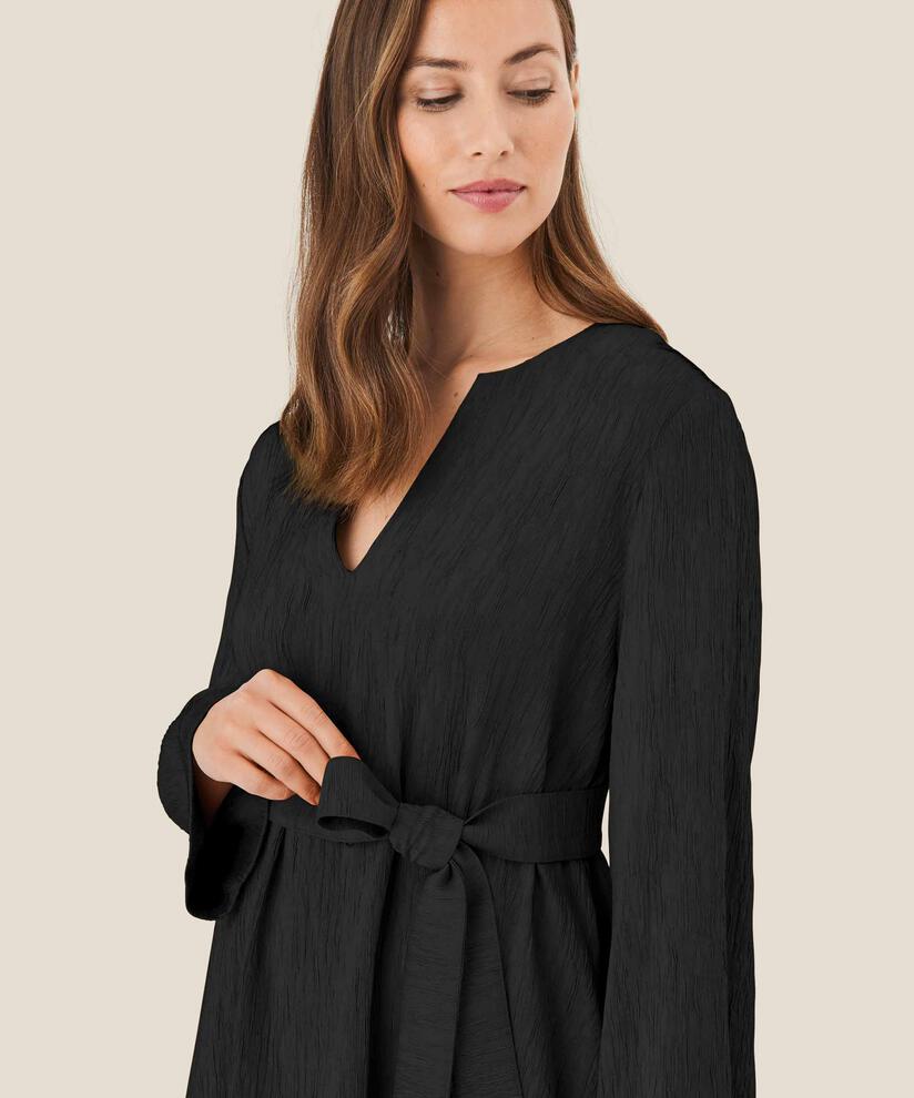 Kleid mit tiefem V-Ausschnitt und Krawatten, Black