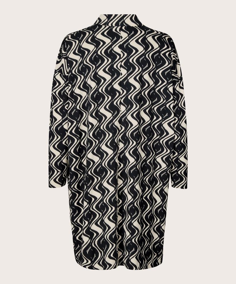Jersey-Tunika mit Knöpfen und Seitenschlitz, Black