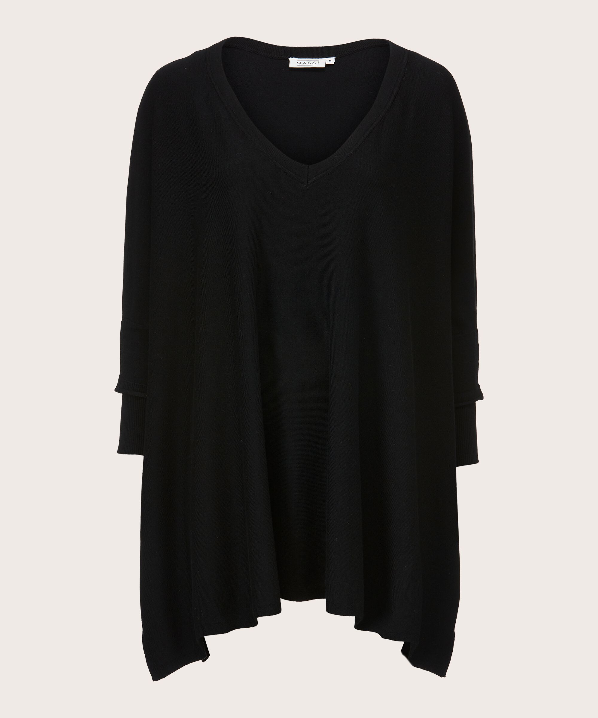 Oversize-Strickpullover mit schmalen Ärmeln, Black