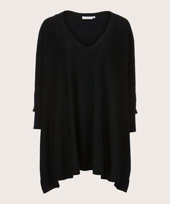 Oversize-Strickpullover mit schmalen Ärmeln, Black