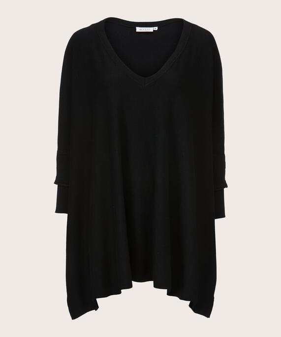Oversize-Strickpullover mit schmalen Ärmeln, Black
