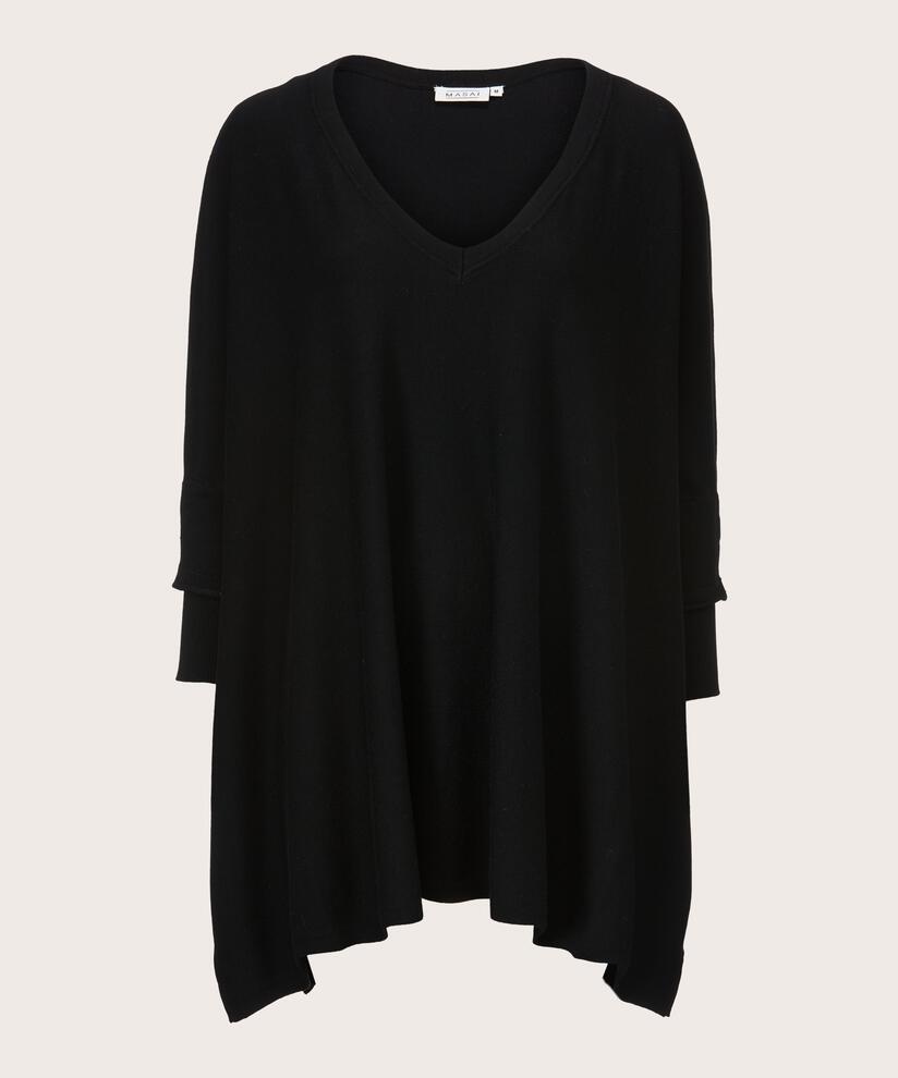 Oversize-Strickpullover mit schmalen Ärmeln, Black