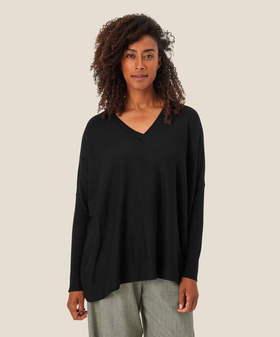 Strickpullover Mit V-ausschnitt Und Schmalen Ärmeln, Black