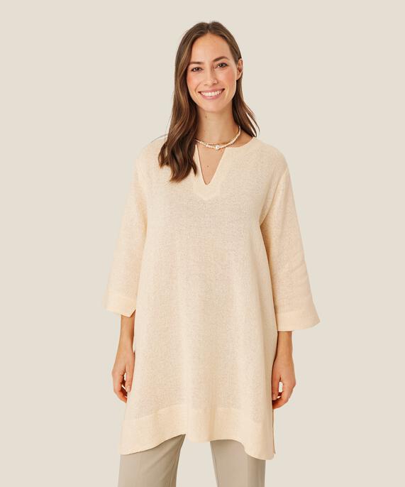 Bouclé-Tunika mit Seitenschlitz, Whitecap