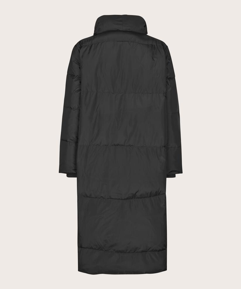 Daunenmantel mit hohem Kragen, Black