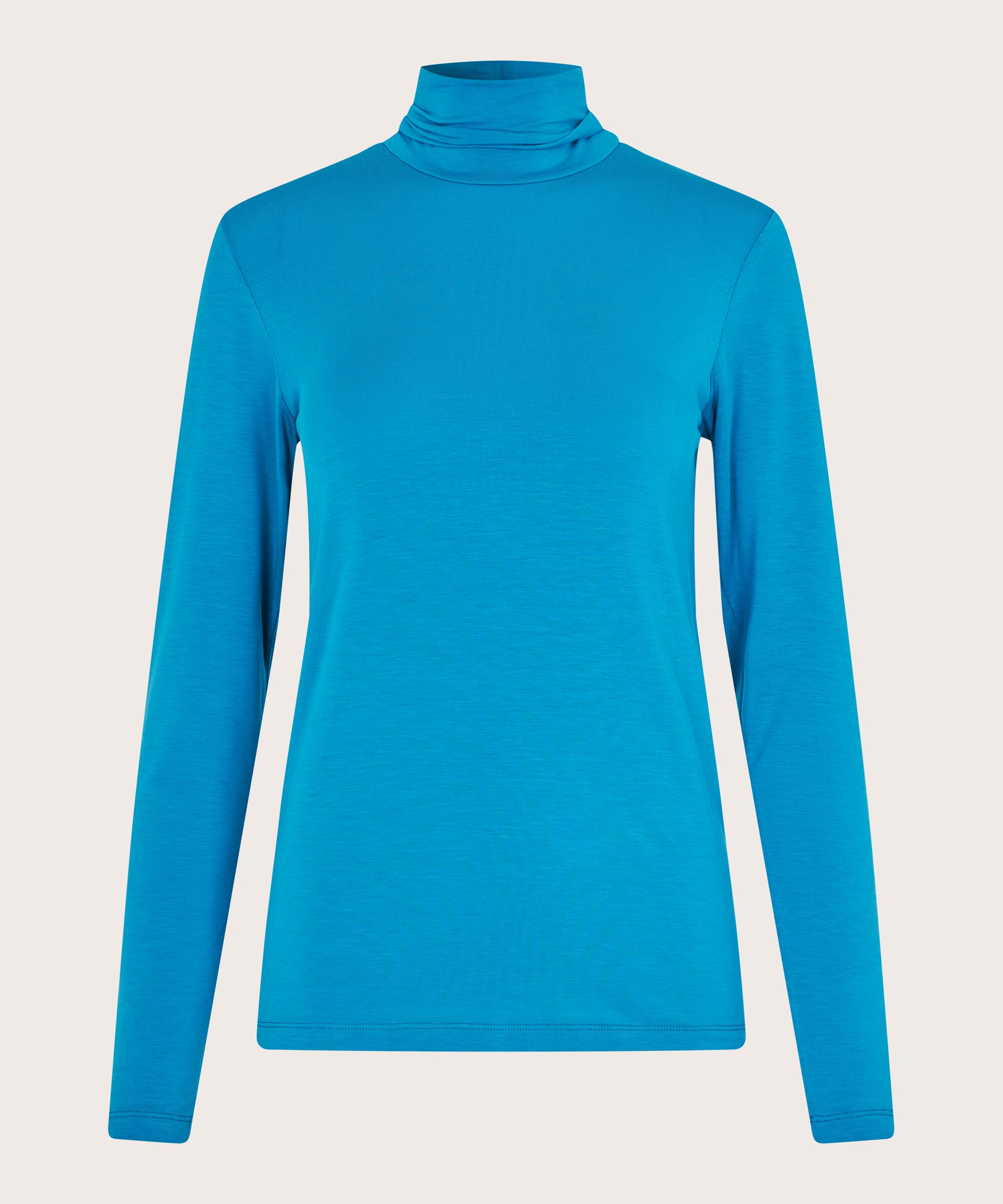 Rollkragenbluse Aus Weichem Jersey, Celestial