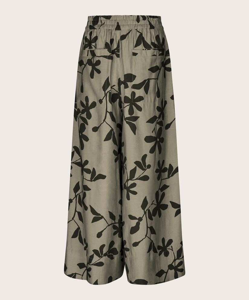 Bedruckte Hose mit Gummizug hinten, Vetiver