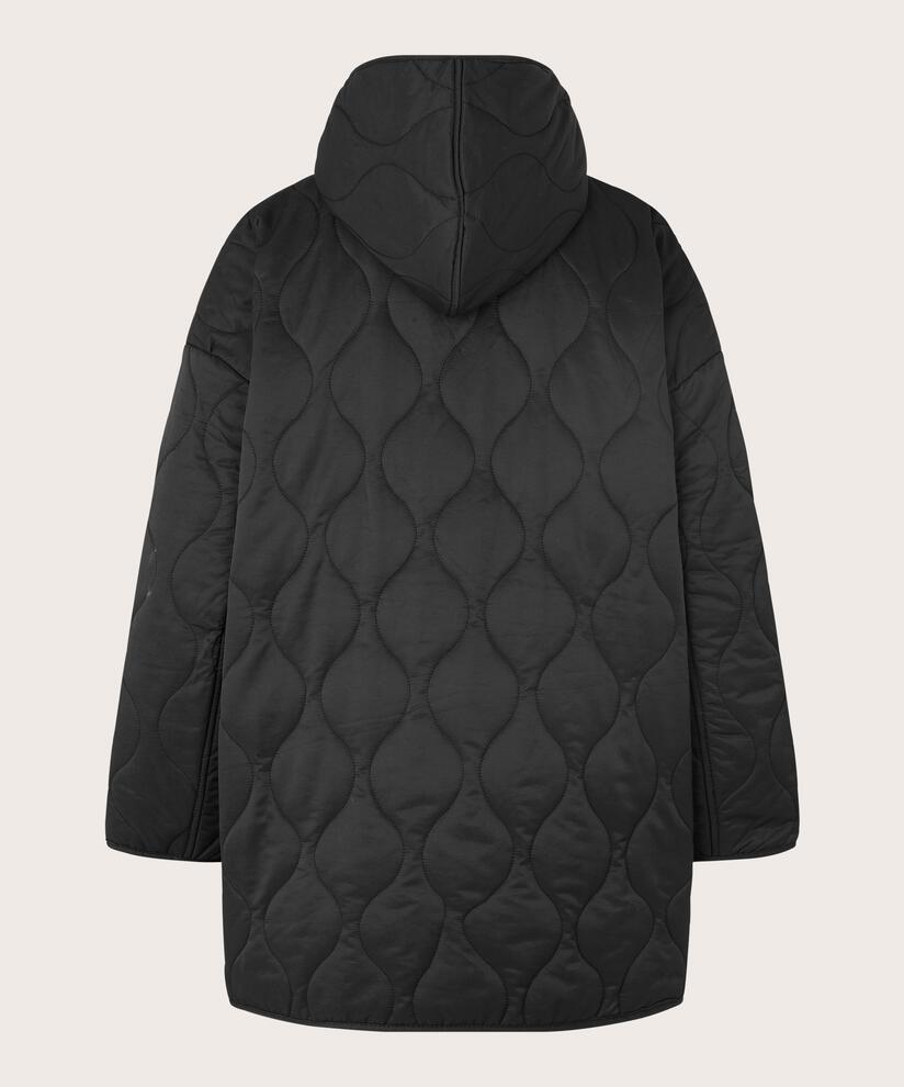 Steppmantel mit Kapuze, Black