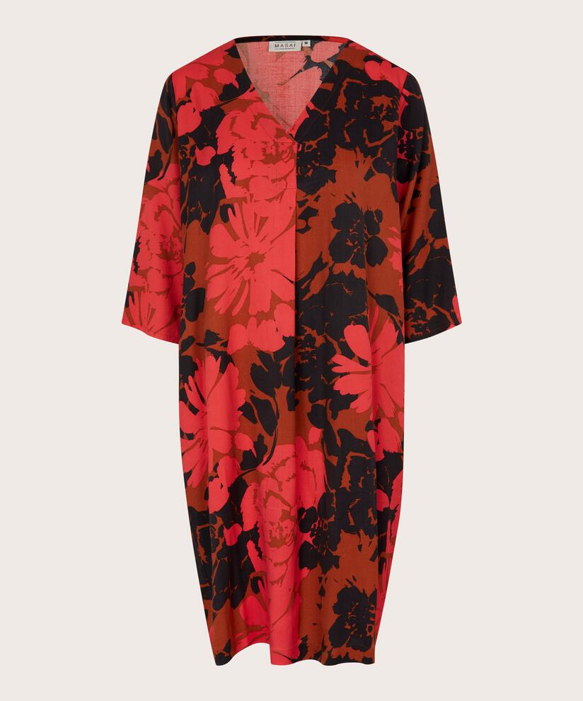Geblümtes Viskosekleid mit V-Ausschnitt, Picante
