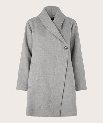 Wollmantel mit Thermofutter und Schlitz hinten, M. Grey mel.