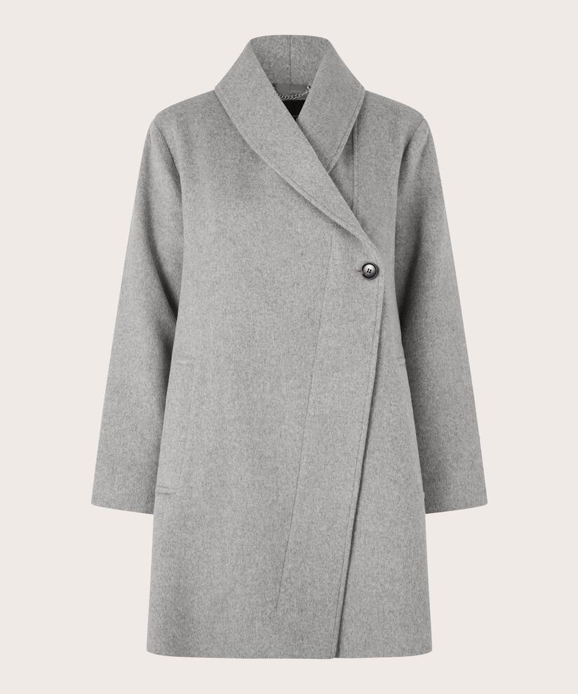 Wollmantel mit Thermofutter und Schlitz hinten, M. Grey mel.