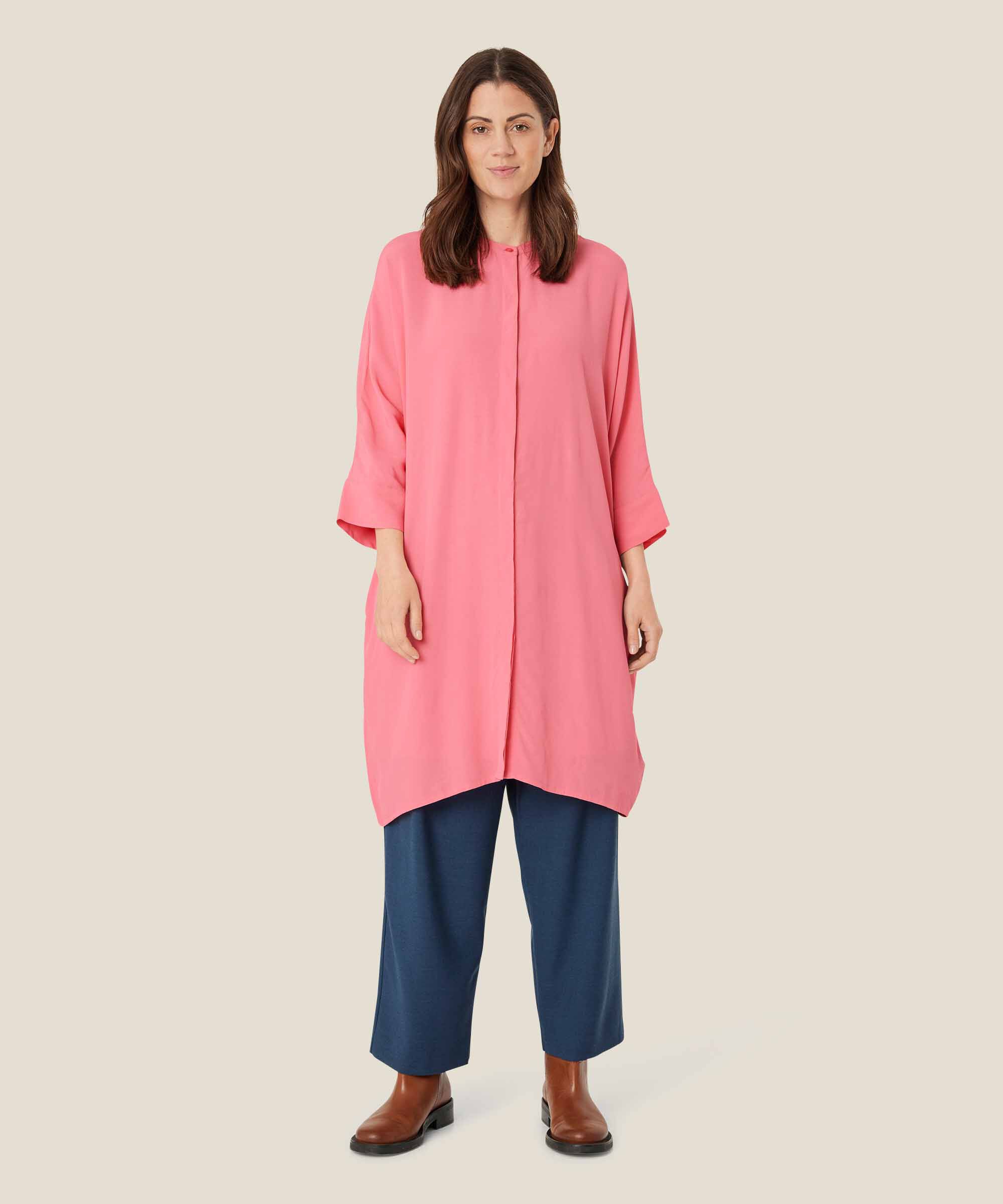 Hemdblusenkleid Aus Viskose Mit Dreiviertelärmeln, Confetti