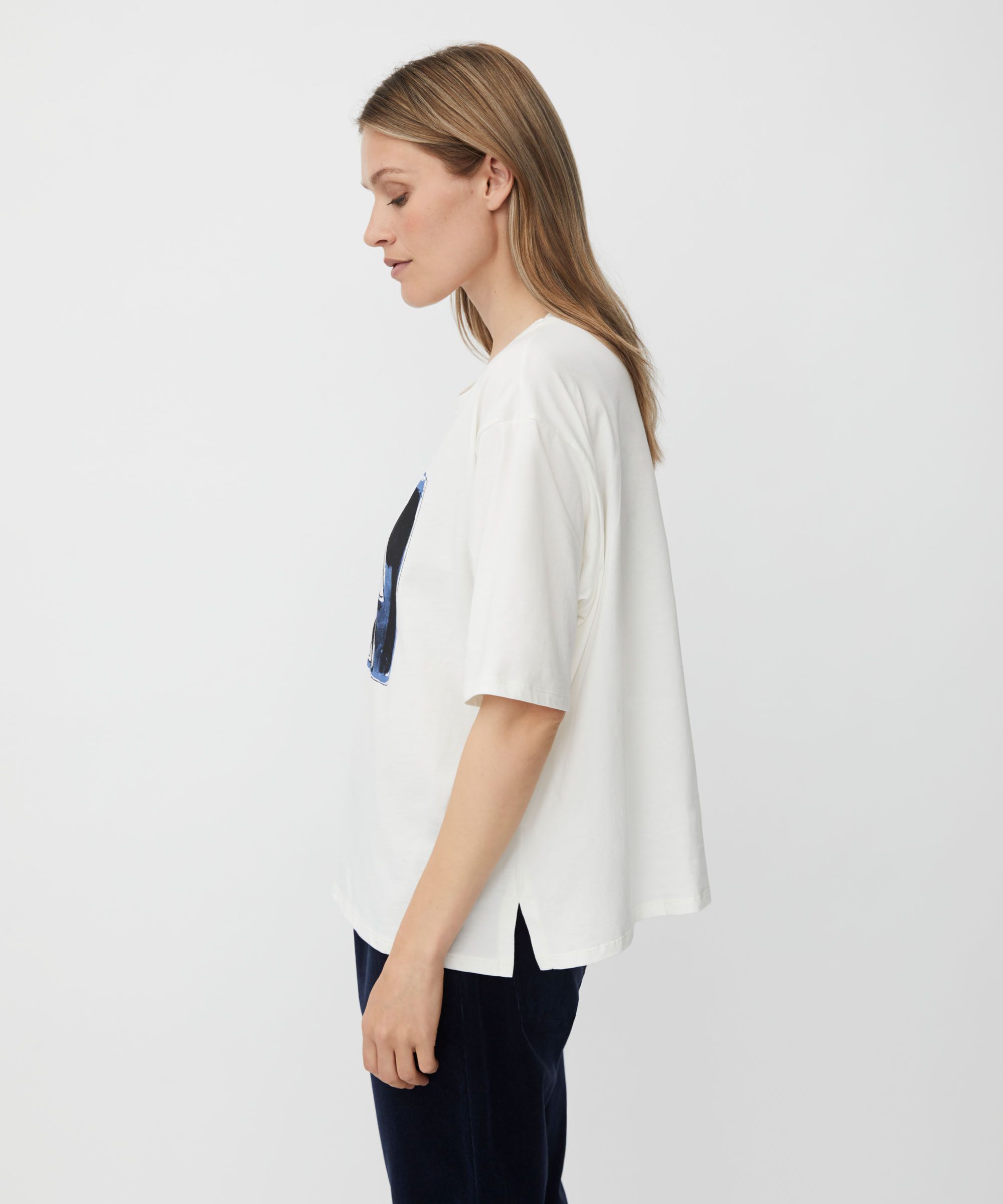 Bedrucktes Baumwoll-t-shirt Mit Rundhals, Jet Stream