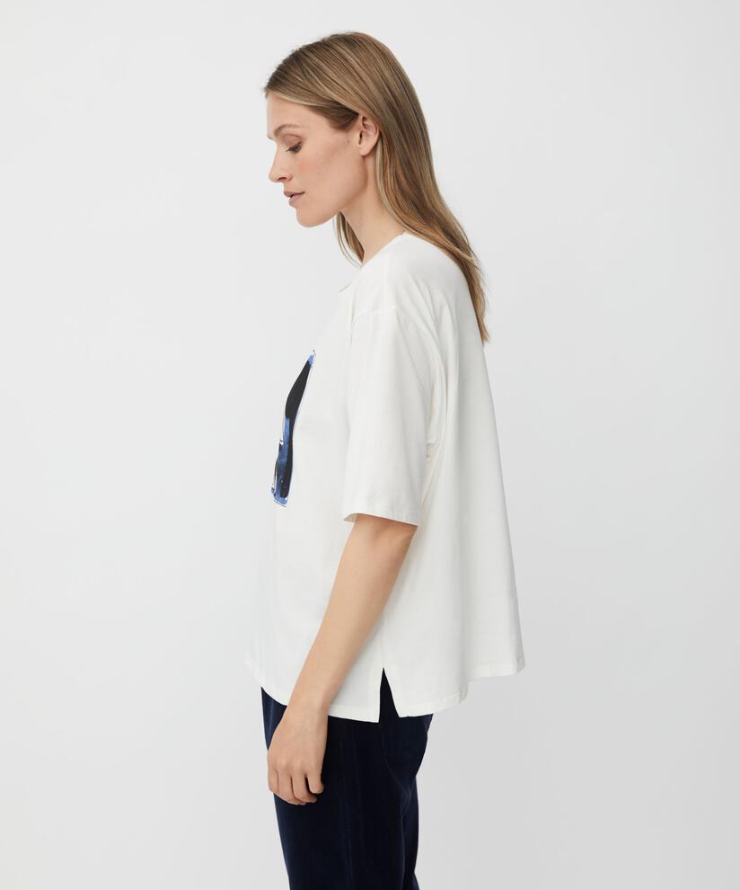 Bedrucktes Baumwoll-t-shirt Mit Rundhals, Jet Stream