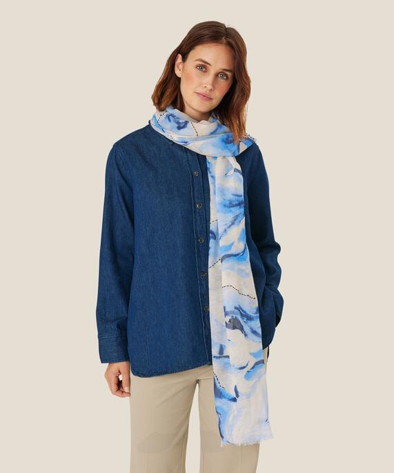 gemusterter Schal aus Baumwollmischung, Powder Blue