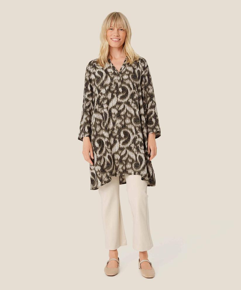 Bedruckte Viskose-tunika Mit Dreiviertelärmeln, Sea Turtle