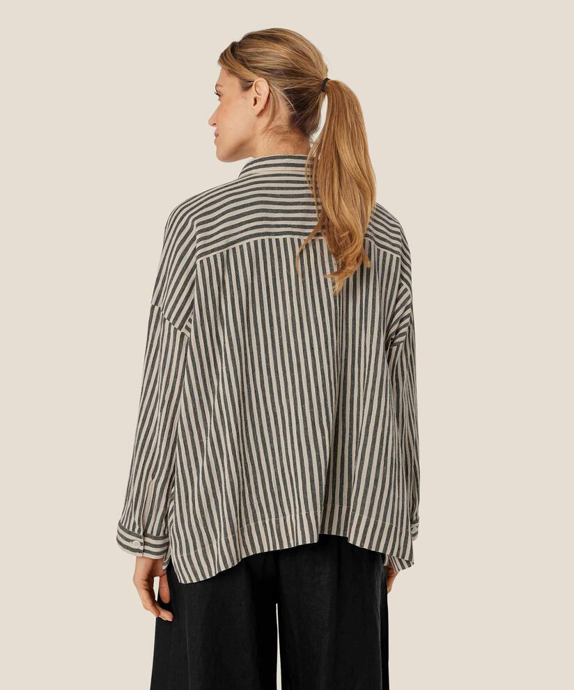 Gestreiftes Hemd aus Baumwollmix, Black