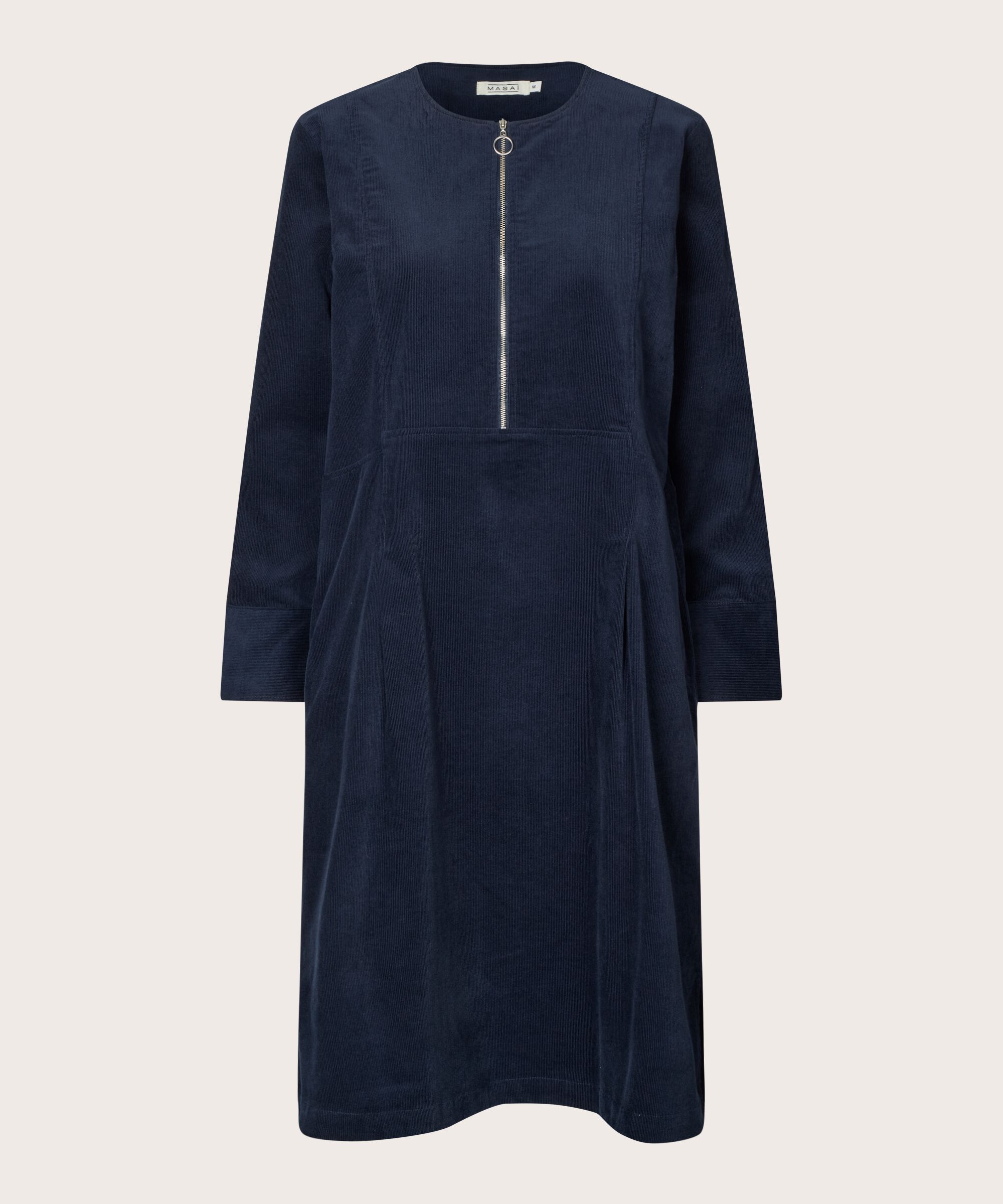 Samtkleid mit Reißverschluss am Hals, Navy Blazer