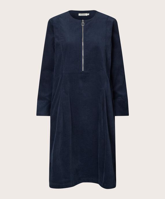 Samtkleid mit Reißverschluss am Hals, Navy Blazer