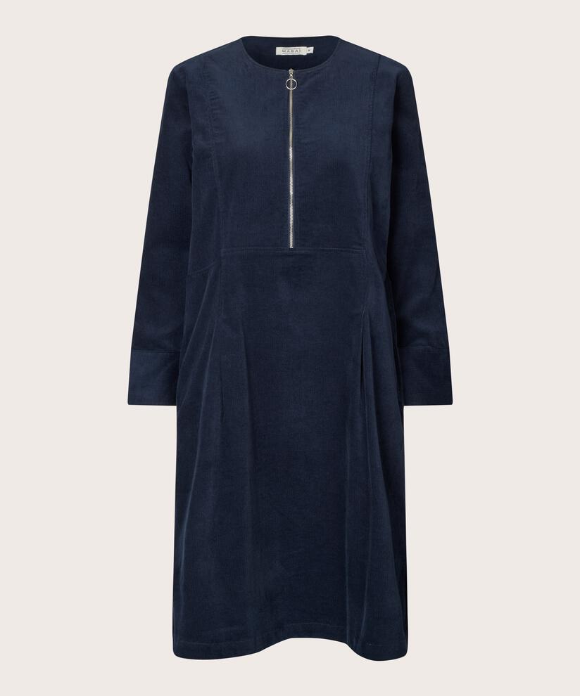 Samtkleid mit Reißverschluss am Hals, Navy Blazer