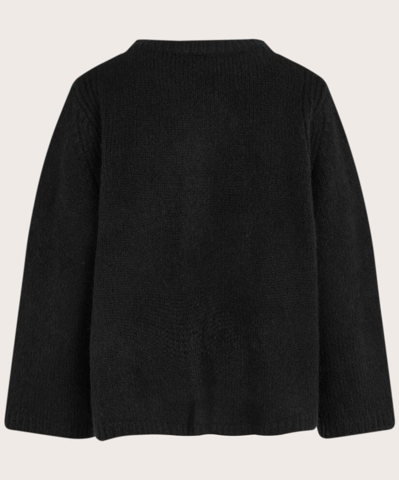 Cardigan aus Wollmischung mit Bindebändern, Black
