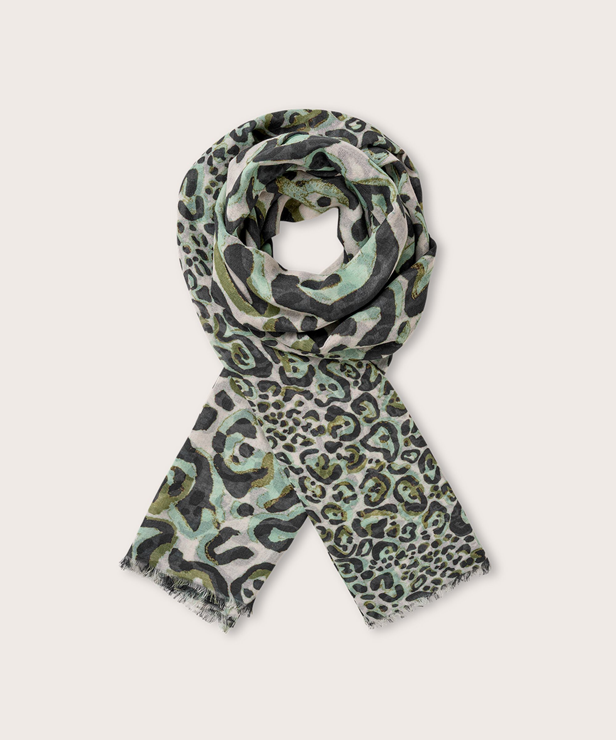 Schal mit Leopardenmuster , D. Lichen Green