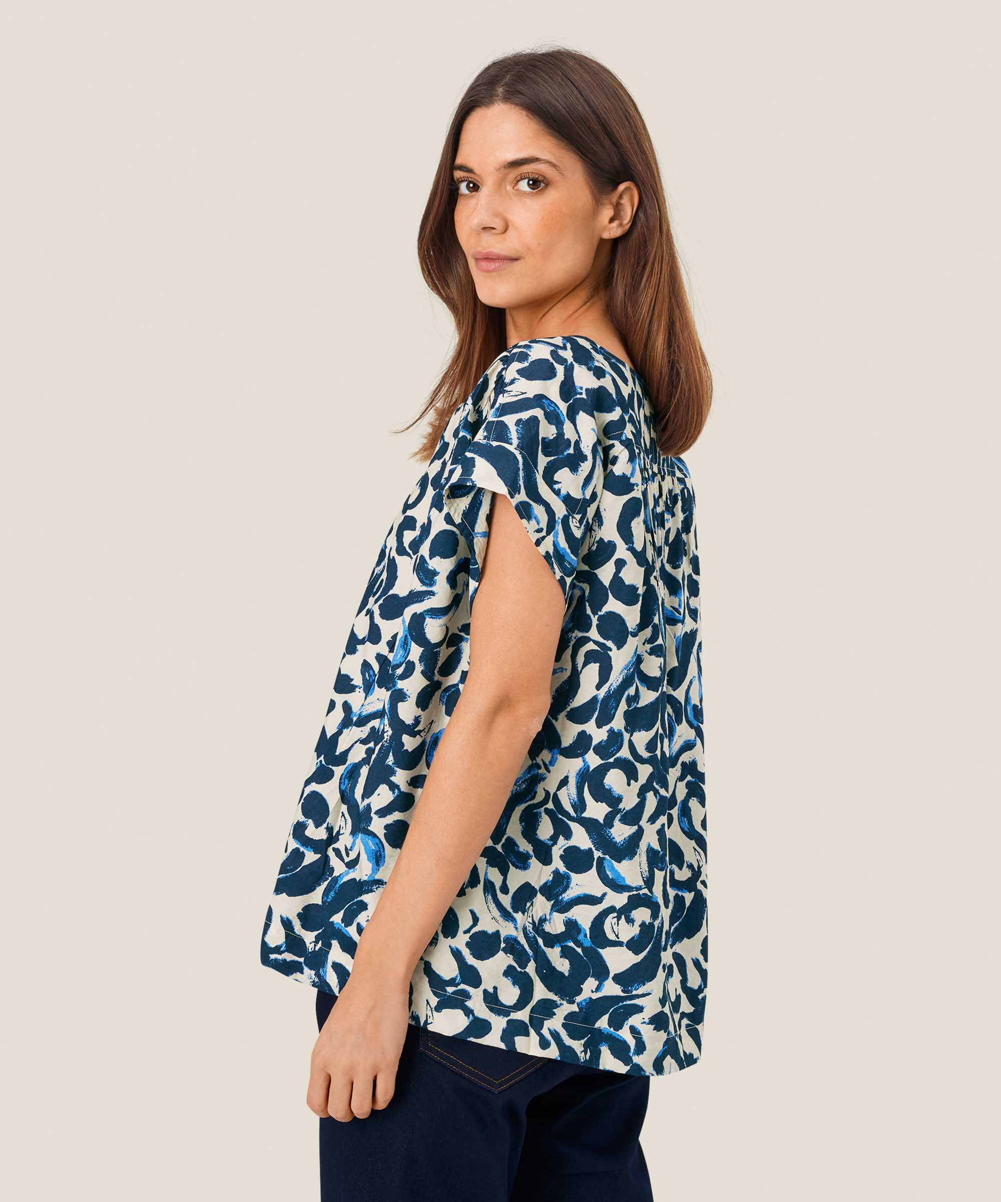 gemusterte Bluse aus Viskose, Ultramarine