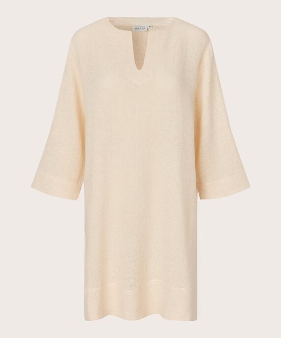 Bouclé-Tunika mit Seitenschlitz, Whitecap