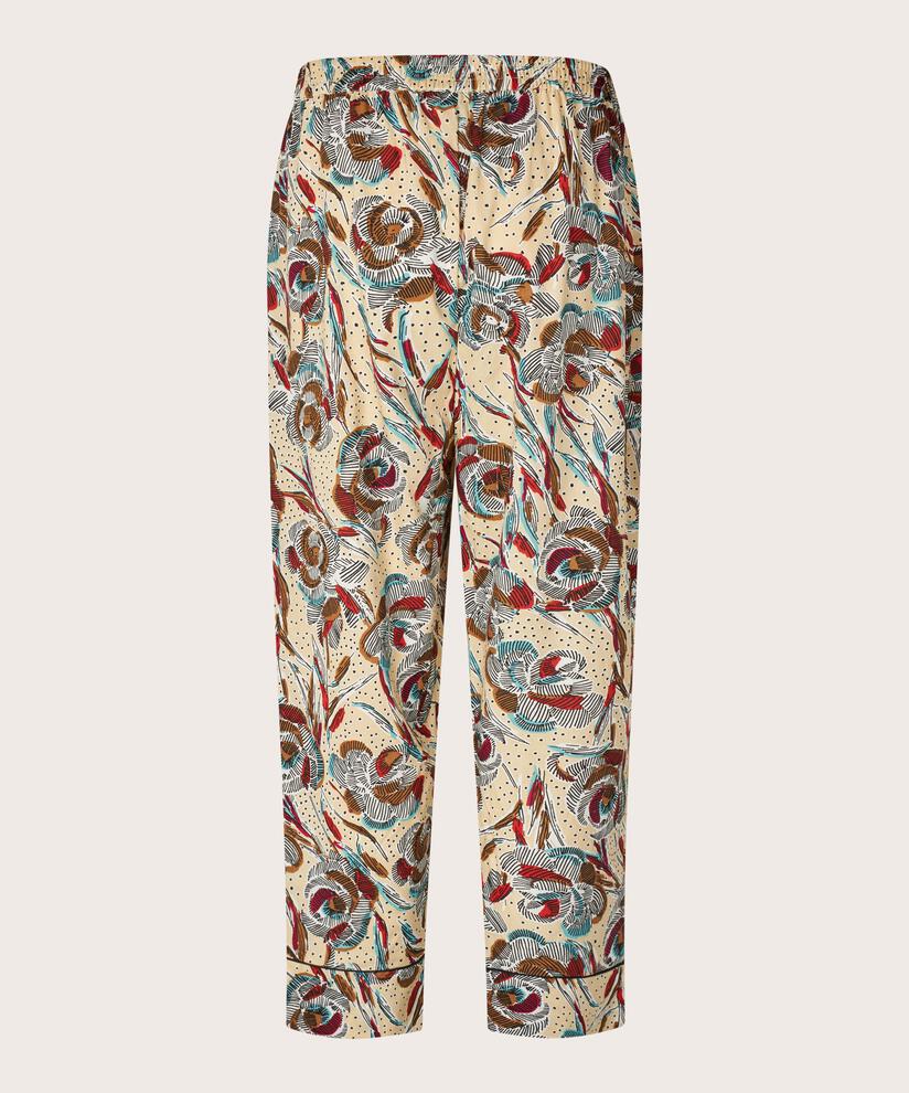 bedruckte Viskosehose mit elastischem Bund und Eingrifftaschen, Soybean