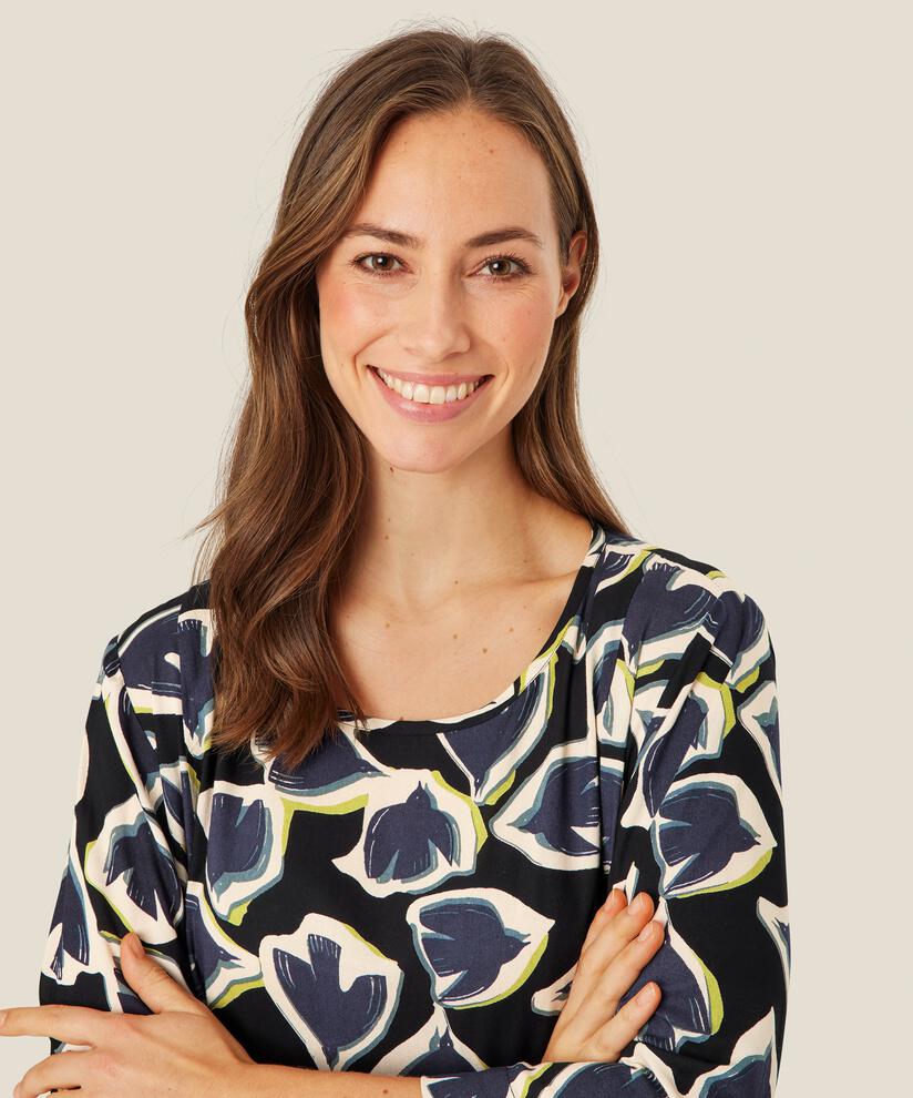 Kleid Aus Viskose Mit Knopf Am Hals, Maritime Blue