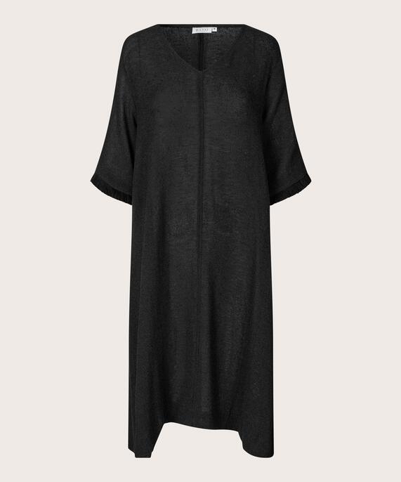 Bouclé-Kleid mit Fransen an den Ärmeln, Black
