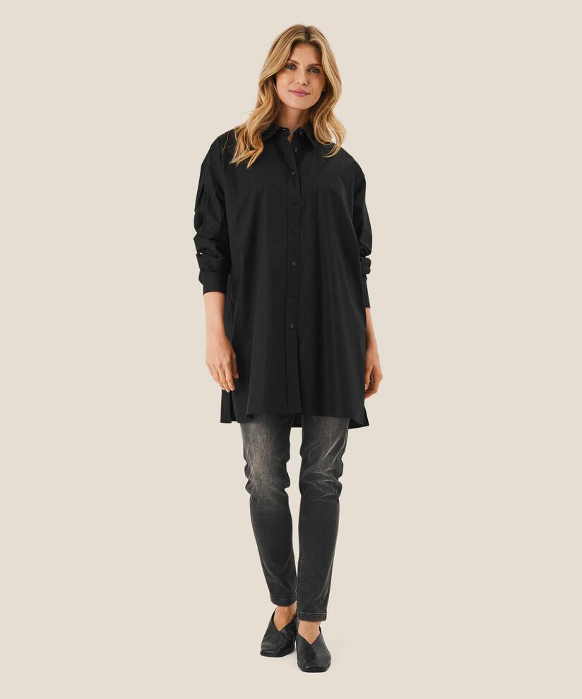 Button-Down-Hemdbluse aus Baumwolle, Black